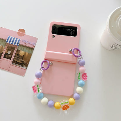 Cute Colorful Flowers Bracelet Phone Case For Samsung Galaxy Z Flip 3 5G