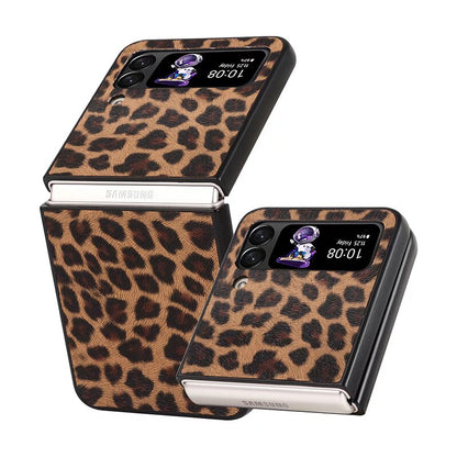 Fashion Leopard Print Hard Fold Case For Samsung Galaxy Z Flip 3