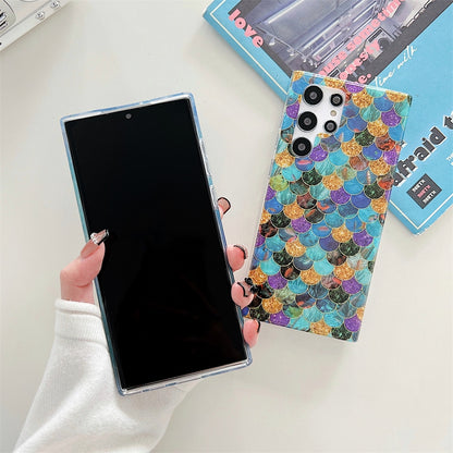 Square Colorful Fish Scales Pattern Electroplated Phone Case For Samsung S22 Series