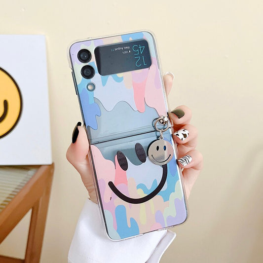 Cartoon Smiley Case With Metal Pendant For Samsung Z Flip3