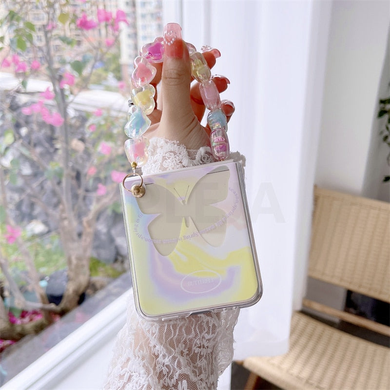 Cute Butterfly Bracelet Phone Stand Case For Samsung Galaxy Z Flip 3 5G