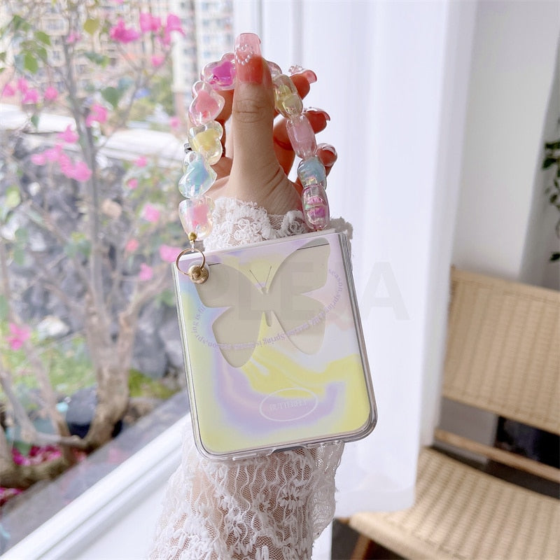Cute Butterfly Bracelet Phone Stand Case For Samsung Galaxy Z Flip 3 5G