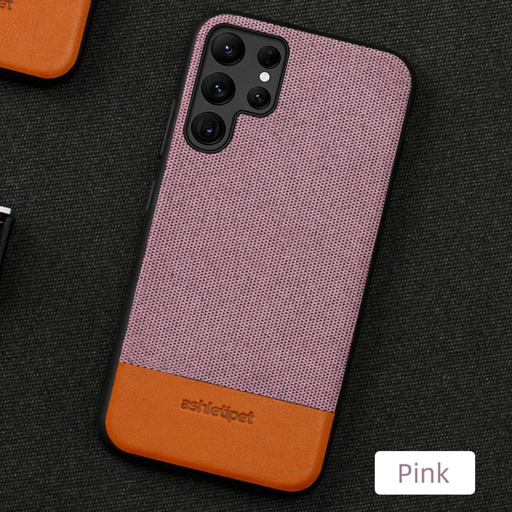 Canvas Leather Cover Case for Samsung Galaxy s22 Series
