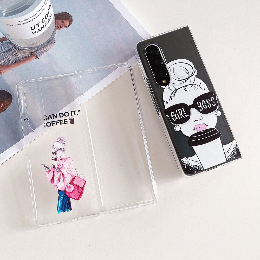 Modern Coffee Girl Phone Case For Samsung Galaxy Z Fold 3 5G