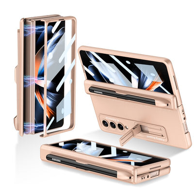 Pen Slot Case for Samsung Galaxy Z Fold 4 with Kickstand and Screen Protective Glass.