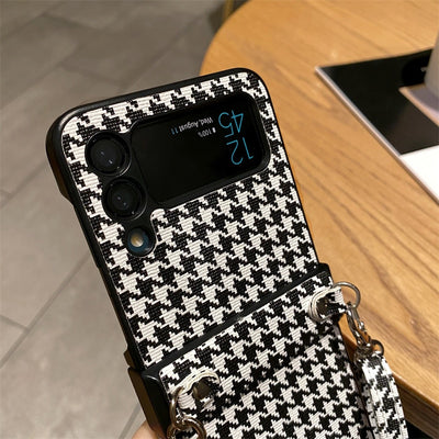 Luxury Qianniao Lattice Shoulder Strap Phone Case For Samsung Galaxy Z Flip 3 5G