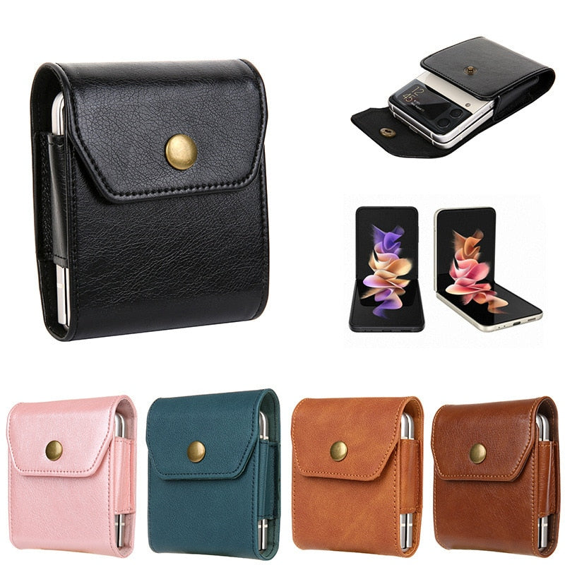 Leather Clip Holster Bag For Samsung Z Flip 4