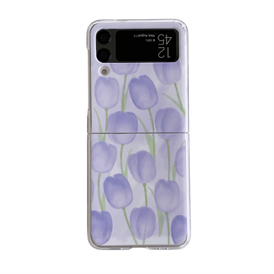 Cute Flowers Case With Mirror Holder Shell For Samsung Z Flip3