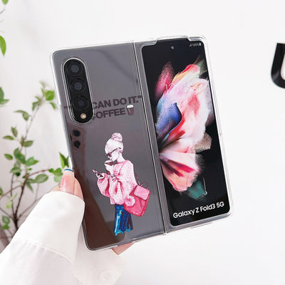 Modern Coffee Girl Phone Case For Samsung Galaxy Z Fold 3 5G