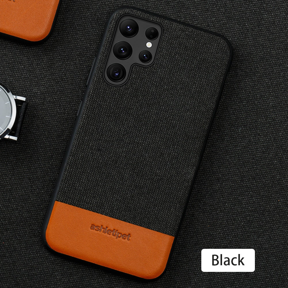 Canvas Leather Cover Case for Samsung Galaxy s22 Series