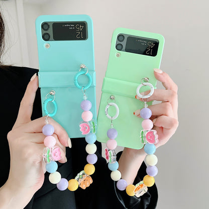 Cute Colorful Flowers Bracelet Phone Case For Samsung Galaxy Z Flip 3 5G