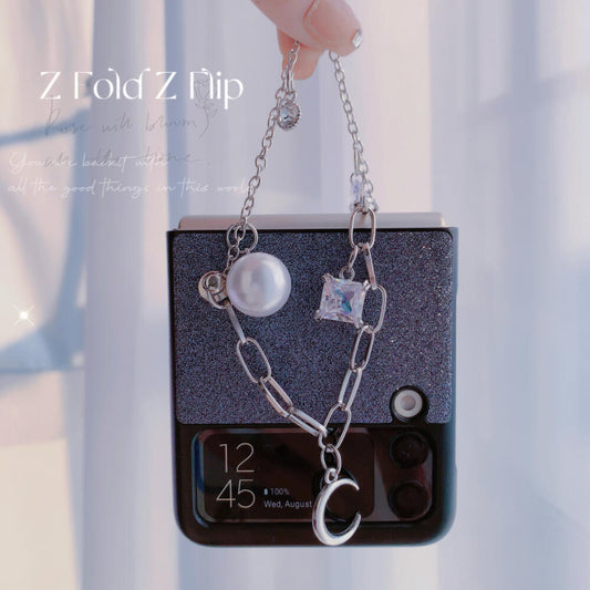 Glitter Pearl Case With Lanyard For Samsung Z Flip 3 and Galaxy Z FOLD