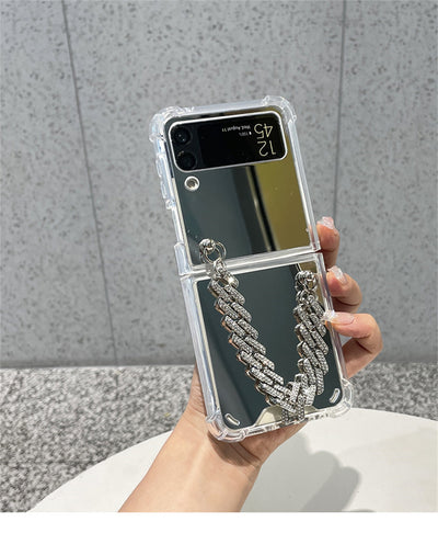 Luxury Rhinestone Bracelet Mirror Case for Samsung Galaxy Z Flip 4