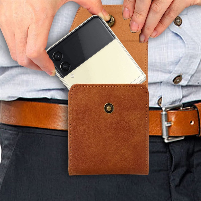 Leather Clip Holster Bag For Samsung Z Flip 4