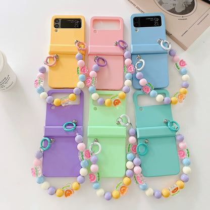 Cute Colorful Flowers Bracelet Phone Case For Samsung Galaxy Z Flip 3 5G