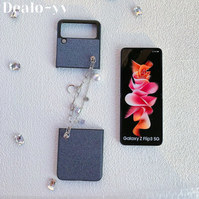 Glitter Pearl Case With Lanyard For Samsung Z Flip 3 and Galaxy Z FOLD