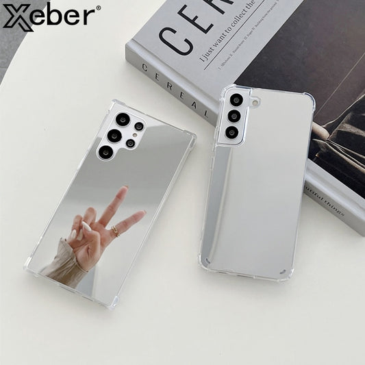 Fashion Makeup Mirror Shockproof Bumper Phone Case For Samsung Galaxy S22 Series