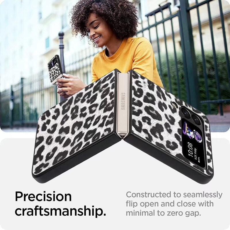 Fashion Leopard Print Hard Fold Case For Samsung Galaxy Z Flip 3