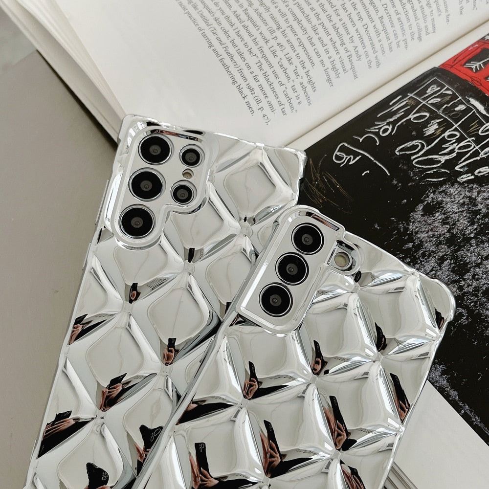 Luxury Plating Reflective Diamond Phone Case For Samsung Galaxy S22 Series