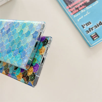 Square Colorful Fish Scales Pattern Electroplated Phone Case For Samsung S22 Series