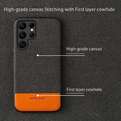 Canvas Leather Cover Case for Samsung Galaxy s22 Series