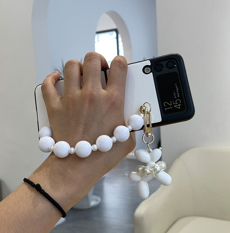 Cute Beads Wrist Band Abstract Balloon Dog Phone Case For Samsung Galaxy Z Flip 3