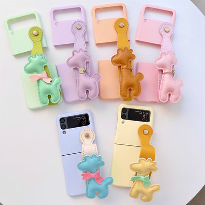 Cute Giraffe Wristband Bracelet Case for Samsung Galaxy Z Flip3 Z  Flip4