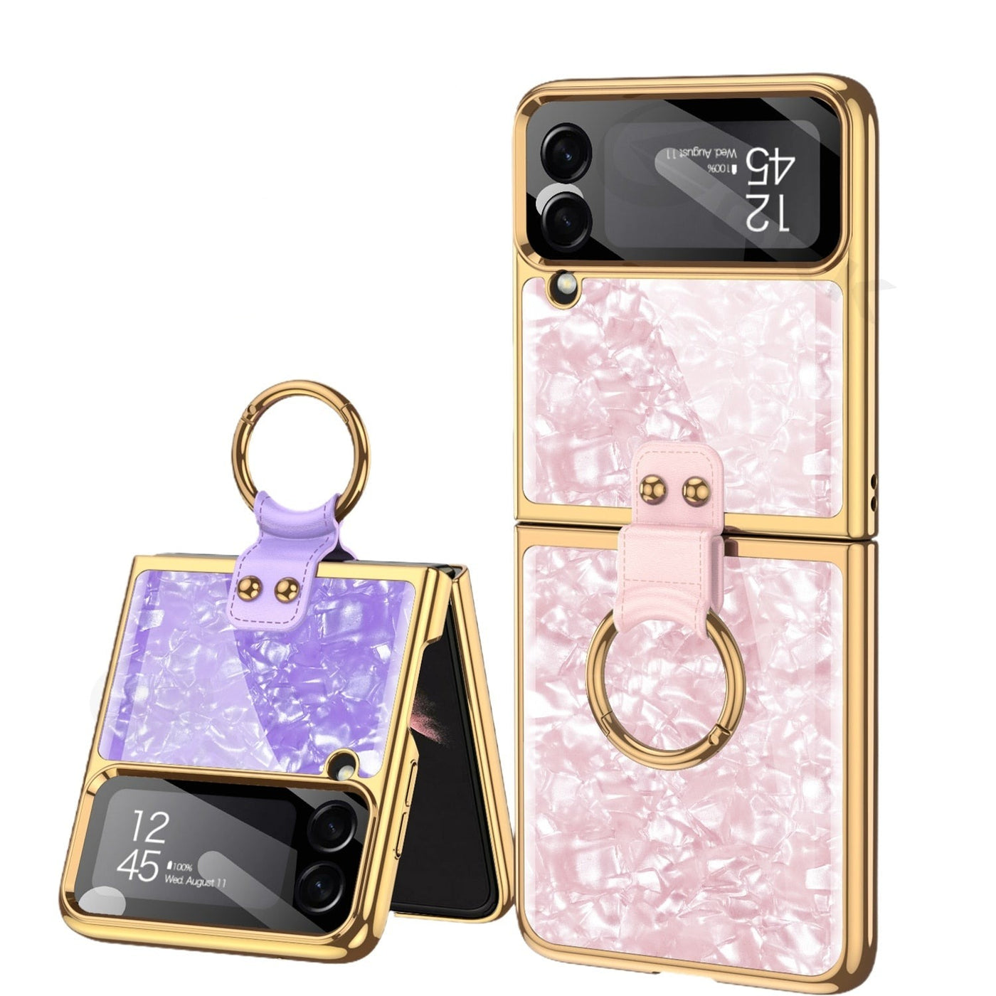 Luxury Plating Case with Ring Bracket for Samsung Galaxy Z Flip 4