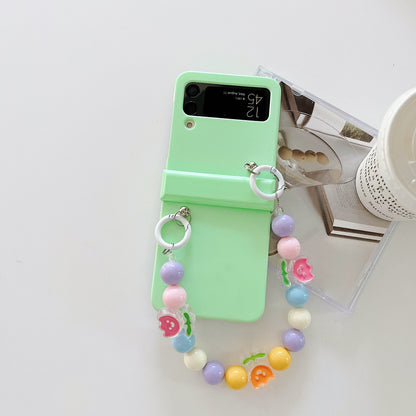 Cute Colorful Flowers Bracelet Phone Case For Samsung Galaxy Z Flip 3 5G
