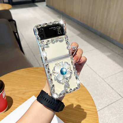 Luxury Bling Rhinestone Flower Phone Case For Samsung Galaxy Z Flip 3 5G