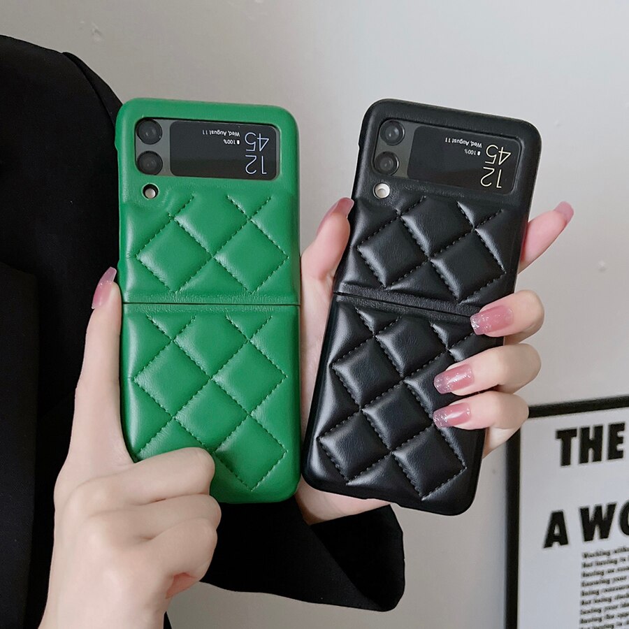 New Fashion Lattice Down Jacket Phone Case For Samsung Galax Z Flip 3