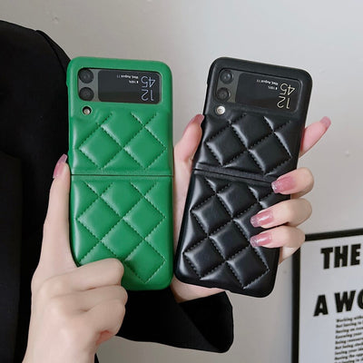 New Fashion Lattice Down Jacket Phone Case For Samsung Galax Z Flip 3