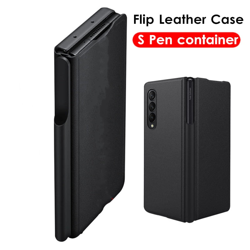 360 Full Protection Leather Flip Case For Samsung Galaxy Z Fold 4 (S Pen container)