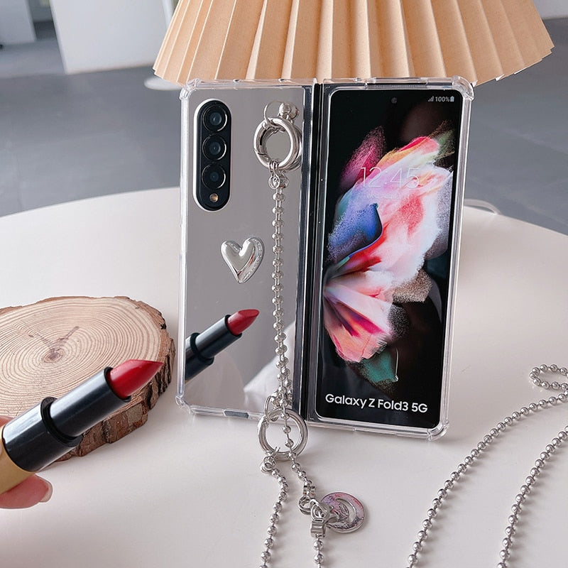 Makeup Mirror Shockproof Phone Case For Samsung Galaxy Z Fold 3 5G