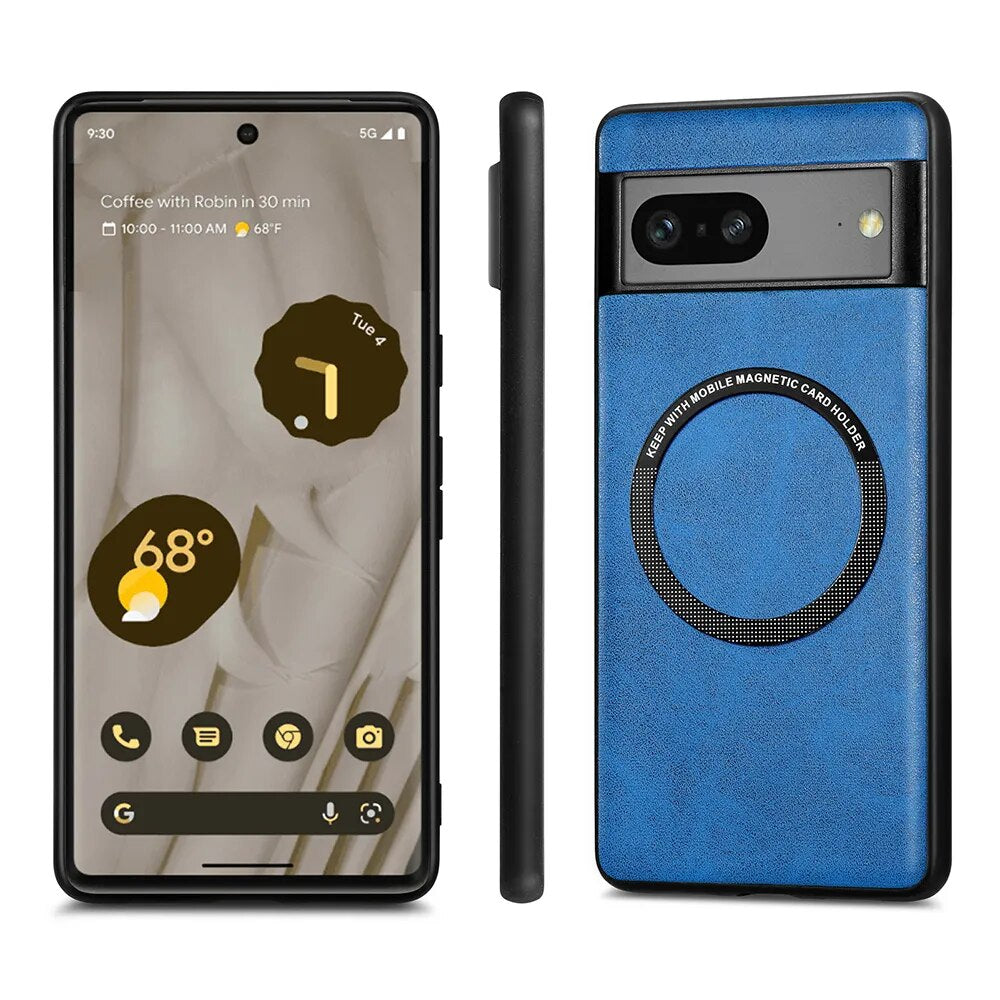 Magnetic Leather Wireless Charging Case For Google Pixel 8 Series