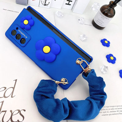 3D Blue Flowers Folding Case For Samsung Galaxy Z Fold 3