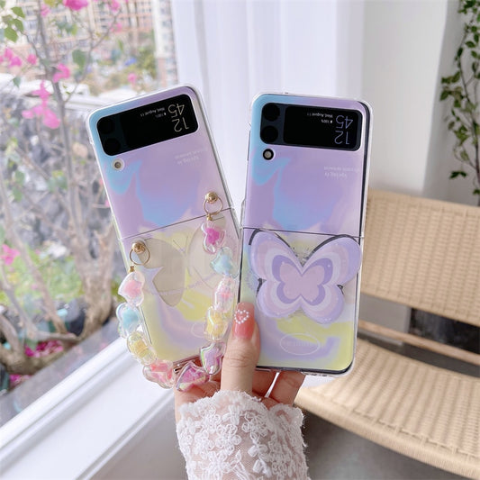 Cute Butterfly Bracelet Phone Stand Case For Samsung Galaxy Z Flip 3 5G