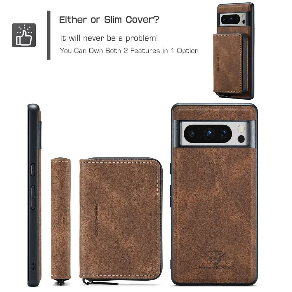 Luxury Magnetic Leather Case with Detachable Wallet for Google Pixel 8 Series