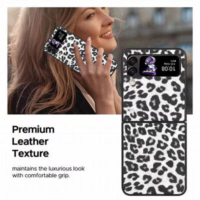 Fashion Leopard Print Hard Fold Case For Samsung Galaxy Z Flip 3