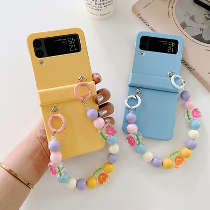 Cute Colorful Flowers Bracelet Phone Case For Samsung Galaxy Z Flip 3 5G