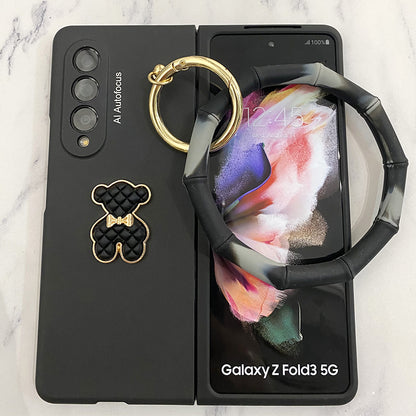 Fashion wrist Bracelet Chain Bear Phone case For Samsung Galaxy Z Fold