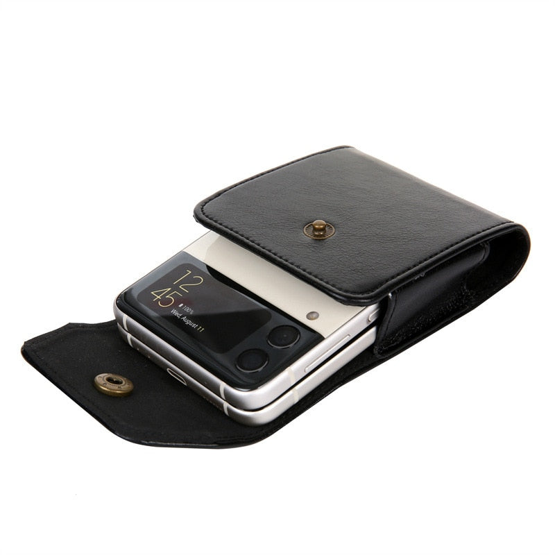 Leather Clip Holster Bag For Samsung Z Flip 4