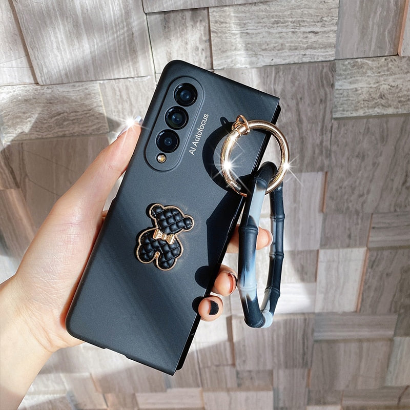 Fashion wrist Bracelet Chain Bear Phone case For Samsung Galaxy Z Fold