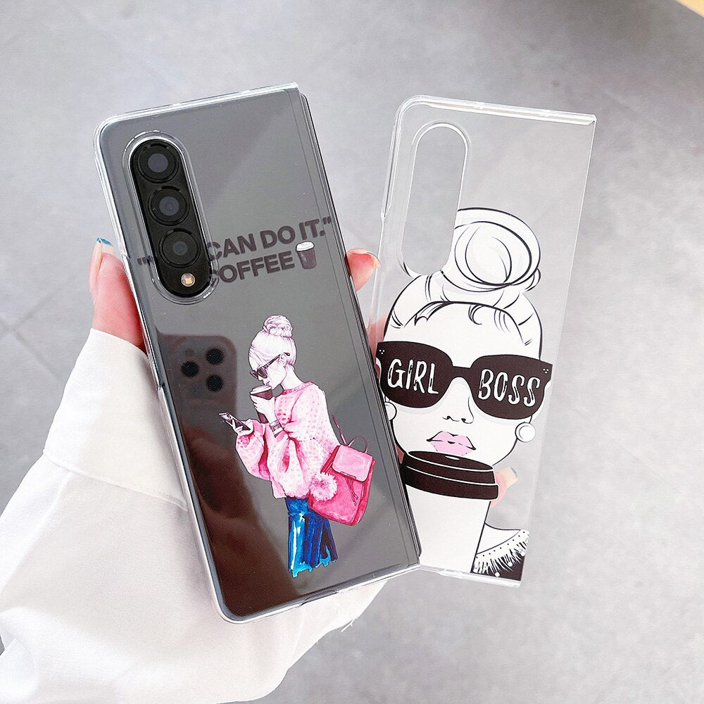 Modern Coffee Girl Phone Case For Samsung Galaxy Z Fold 3 5G