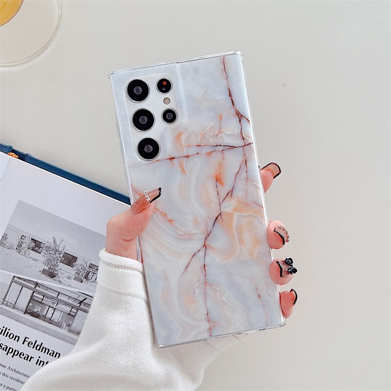 Matte Marble Texture Phone Case For Samsung S22 Series