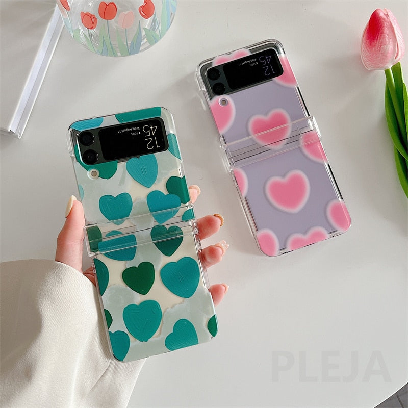 Cute Love Heart Patterns Phone Case For Galaxy Z Flip 3