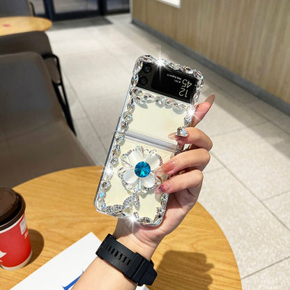 Luxury Bling Rhinestone Flower Phone Case For Samsung Galaxy Z Flip 3 5G