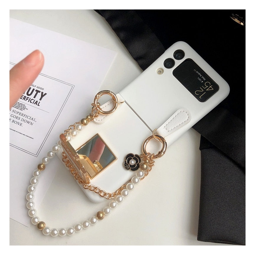 Luxury Rhinestone Mirror Bracket Phone Case For Galaxy Z Flip 3