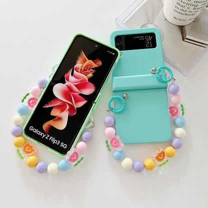 Cute Colorful Flowers Bracelet Phone Case For Samsung Galaxy Z Flip 3 5G