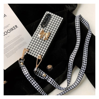 Luxury 3D Bow Houndstooth Phone Case For Samsung Galaxy Z Fold 3